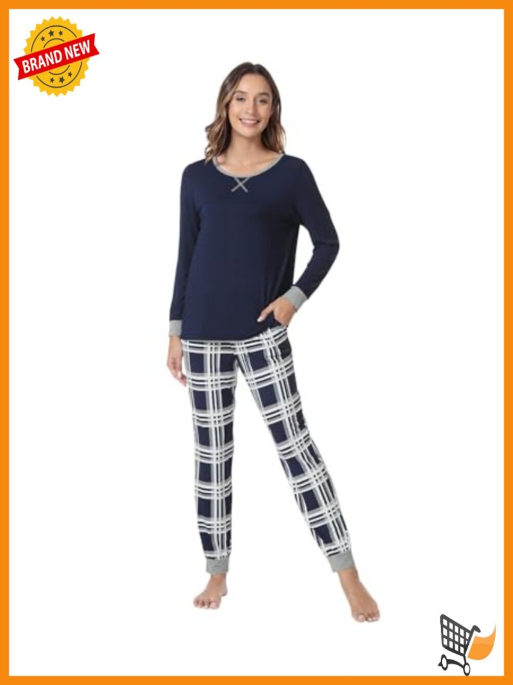 Viscose Made from Bamboo Pajama Set Long Sleeve Top and Pants 2 Piece